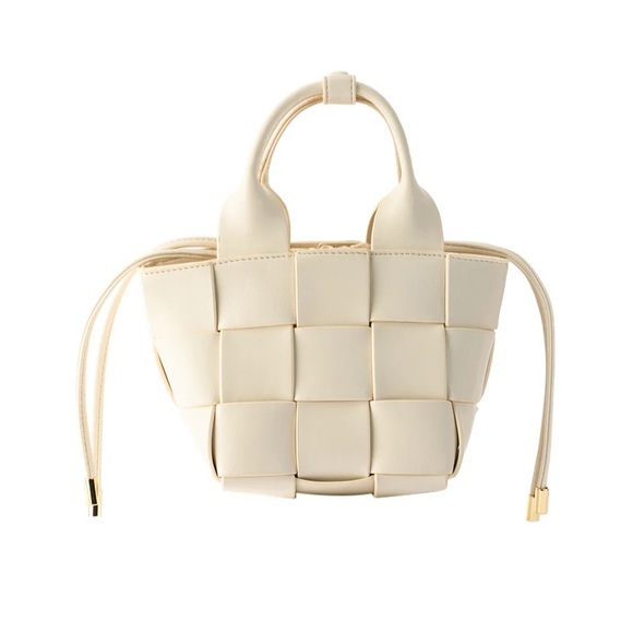 Woven Faux Leather Bag with Removable Strap and Pouch - Picture 3 of 10